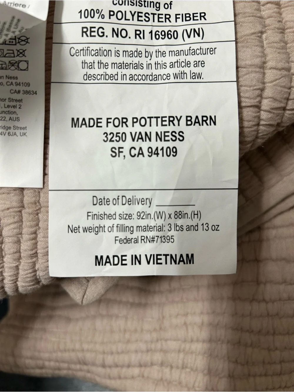Pottery Barn Coastal Washed Quilt blush